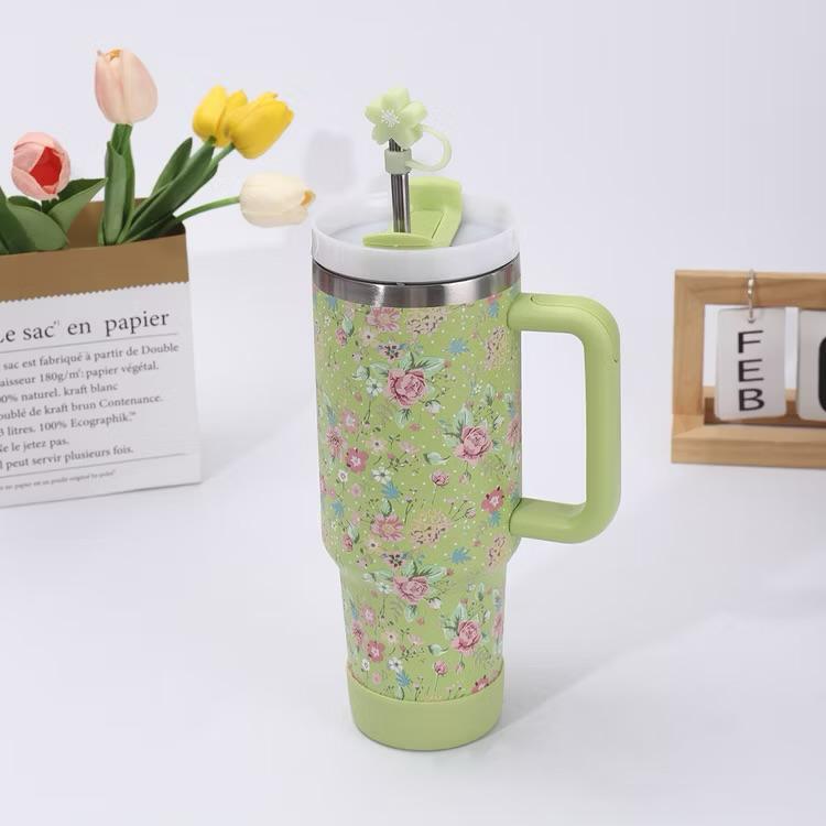 Floral Green Stainless Steel Trumbler