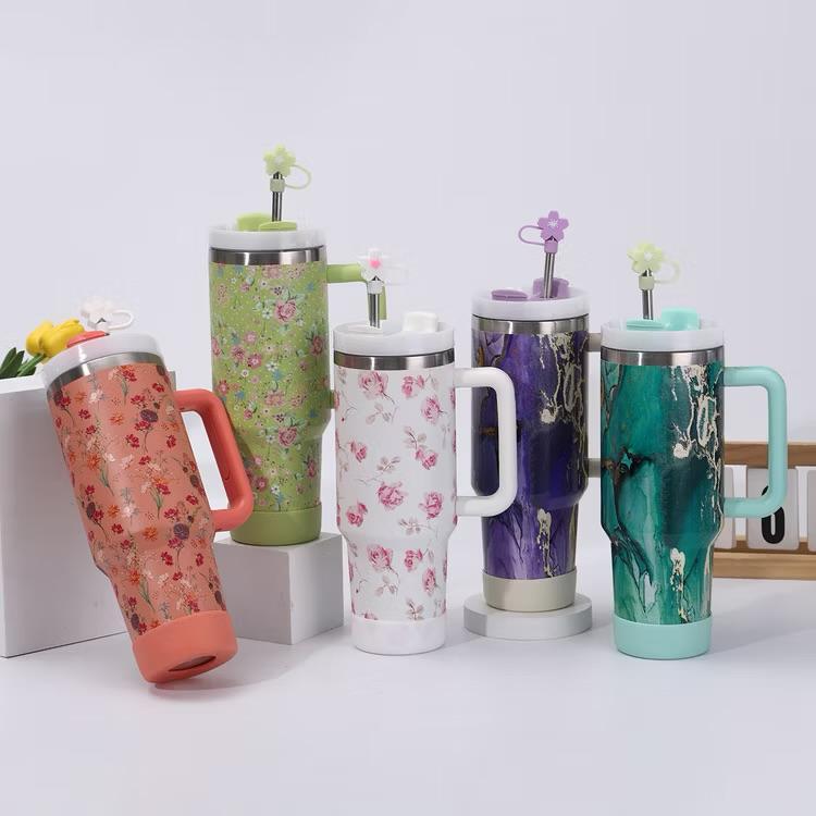 Floral Green Stainless Steel Trumbler