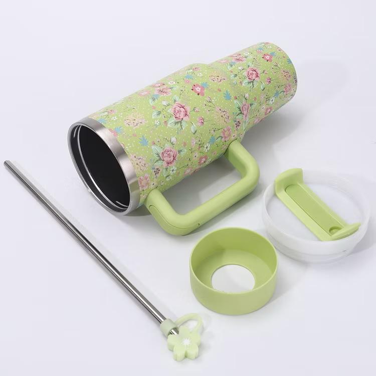 Floral Green Stainless Steel Trumbler