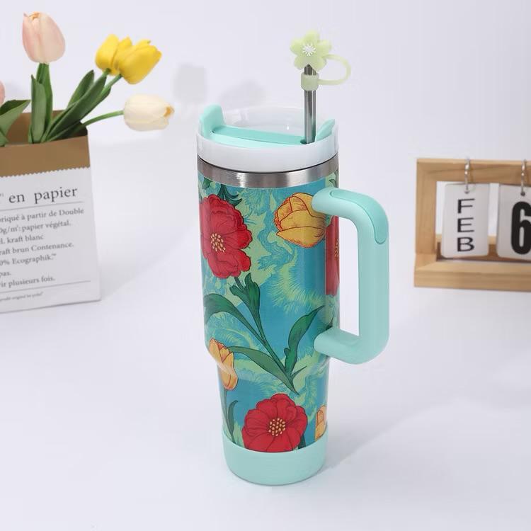 Floral Green Stainless Steel Trumbler