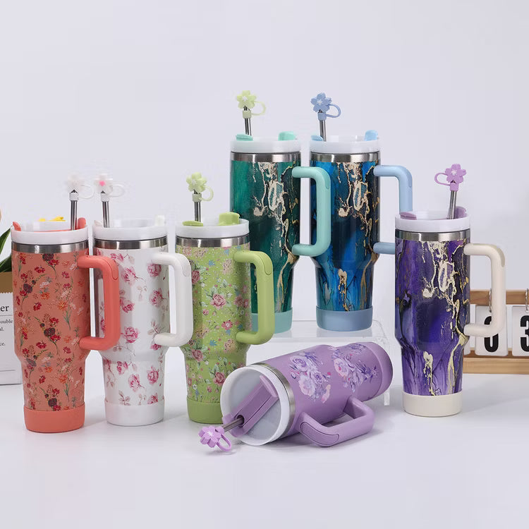 Floral Purple Stainless Steel Tumbler