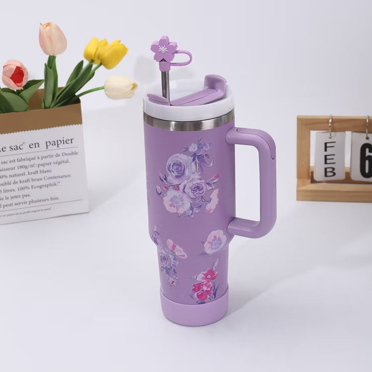 Floral Purple Stainless Steel Tumbler